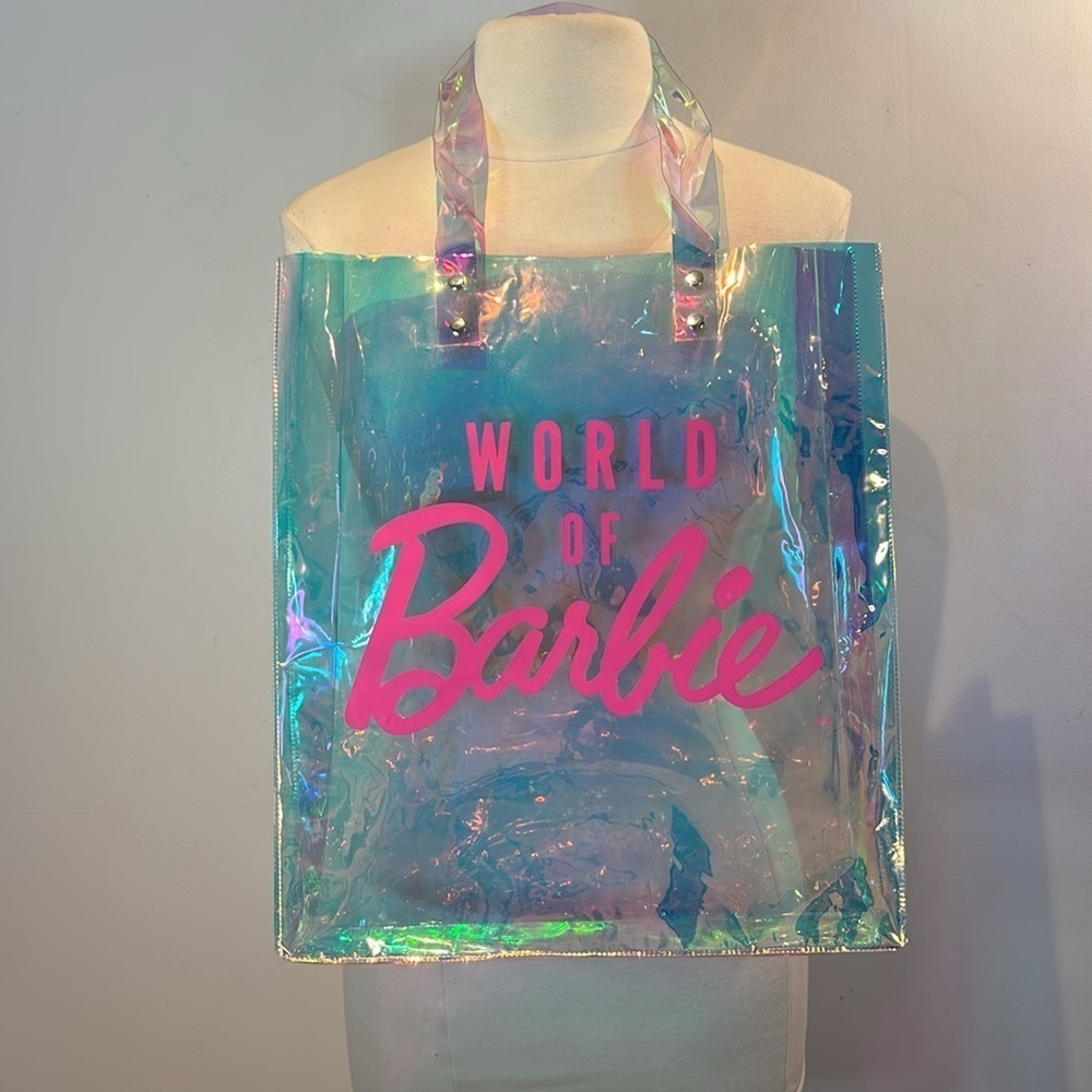 Iridescent world of Barbie vinyl tote bag